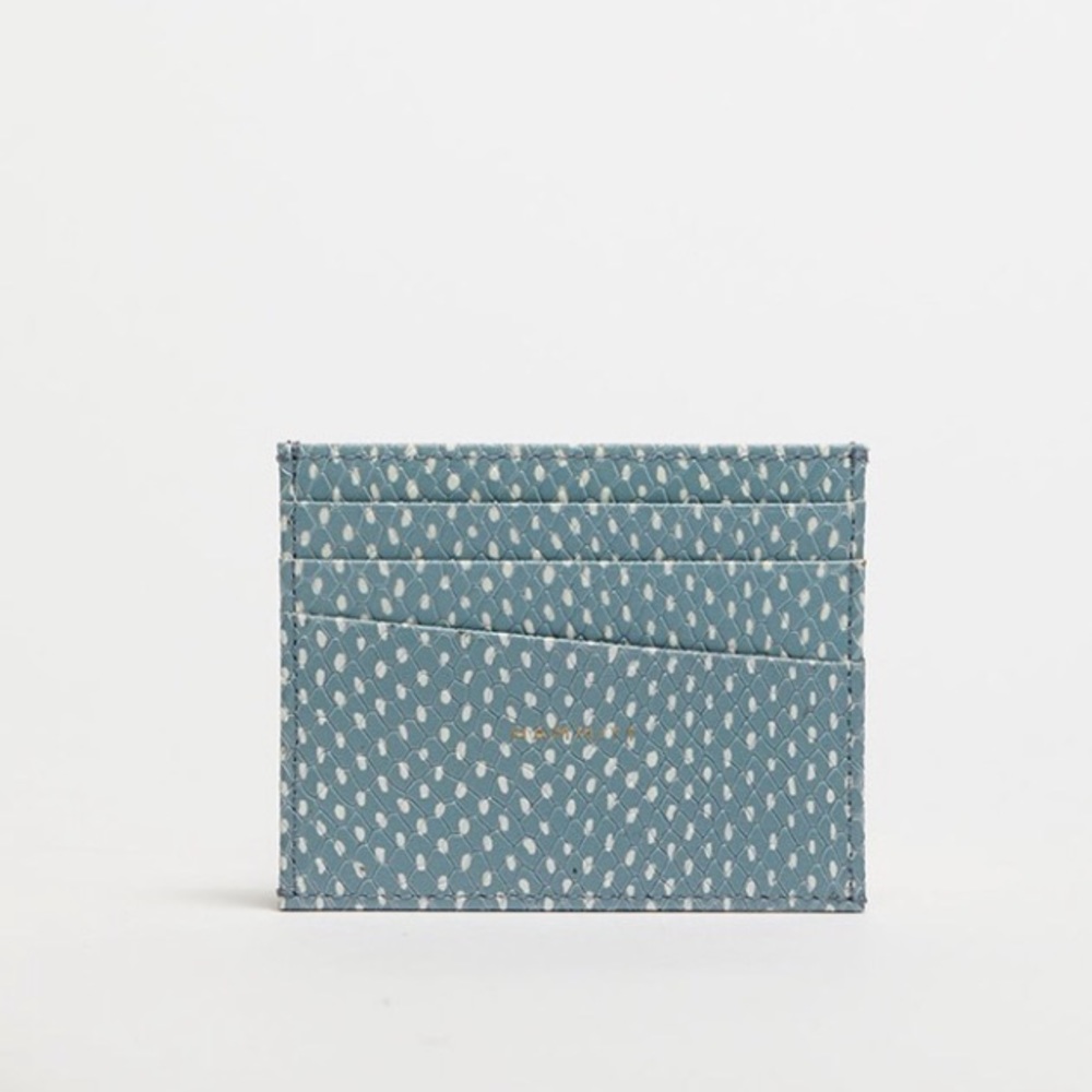 🆕✨ HAMMITT PCH - Bay Blue Embossed Leather Snake Card Case Slim Wallet